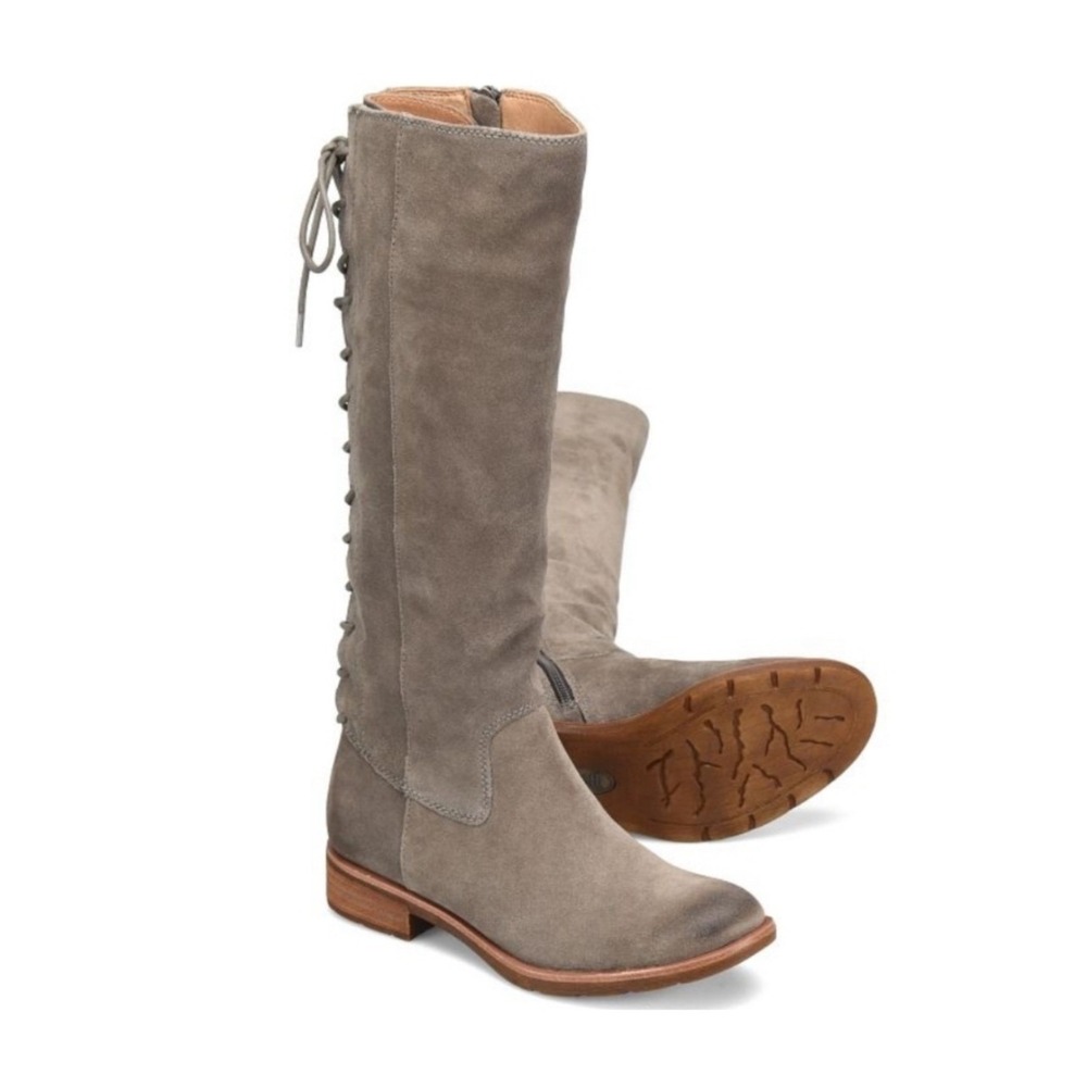 Sofft Sharnell II Waterproof Boot Women 7.5 Grey Suede Excellent Lace Up Back